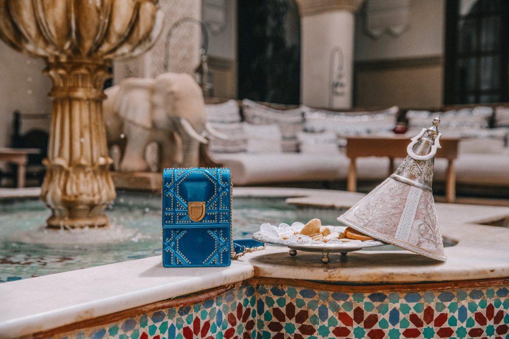 Blue Diorama bag and Moroccan treats