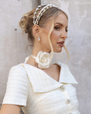 Leonie Hanne x Jennifer Behr rose flower ribbon